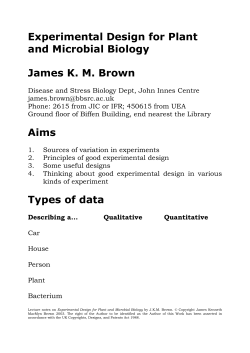 Experimental Design for Plant and Microbial Biology