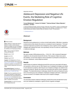 Adolescent Depression and Negative Life Events, the Mediating