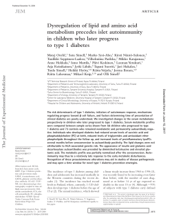 Dysregulation of lipid and amino acid metabolism precedes