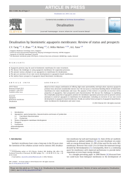 Desalination by biomimetic aquaporin membranes
