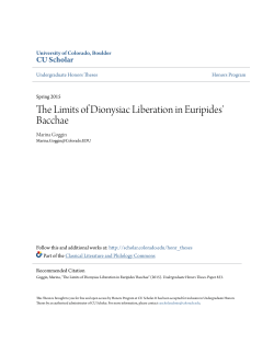 The Limits of Dionysiac Liberation in Euripides` Bacchae