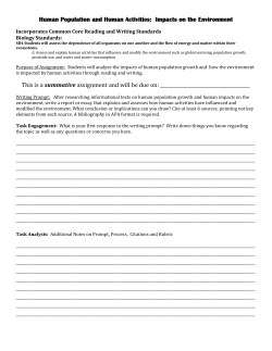 Human Population and Human Activities: Impacts on the