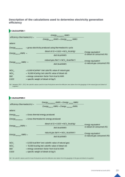 description of the calculations used to determine electricity