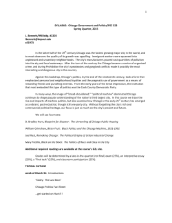 SYLLABUS: Chicago Government and Politics/PSC 323 Spring