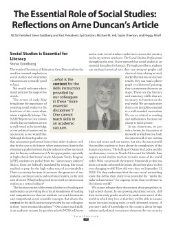 The Essential Role of Social Studies: Reflections on Arne Duncan`s