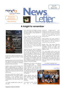 Spring 2015 Newsletter - Reading and West Berkshire MND
