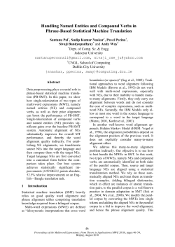 Handling Named Entities and Compound Verbs in