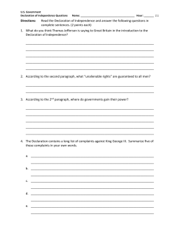 Questions on the Declaration of Independence