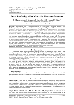 Use of Non-Biodegradable Material in Bituminous Pavements
