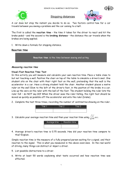 Stopping distances - SENIOR VCAL NUMERACY ROCKS!