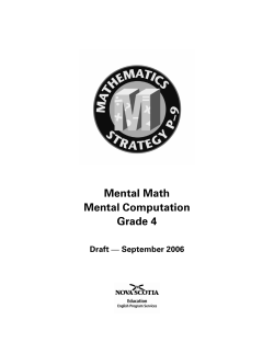 Mental Math Mental Computation Grade 4