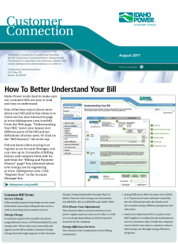 August 2011 - Idaho Power