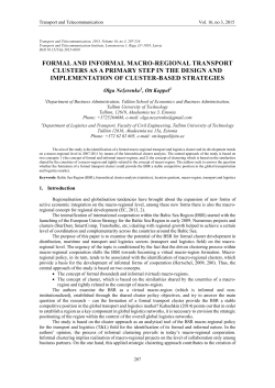 formal and informal macro-regional transport clusters as a