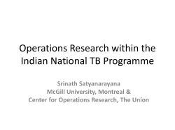 Operations Research within the Indian National TB Programme