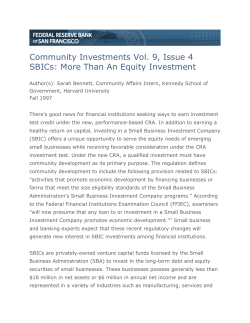 Community Investments Vol. 9, Issue 4 SBICs: More Than An Equity