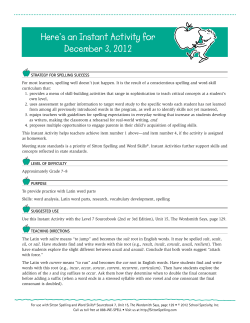 Here`s an Instant Activity for December 3, 2012