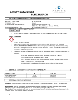SAFETY DATA SHEET BLITZ BLEACH - Alpine Specialty Chemicals
