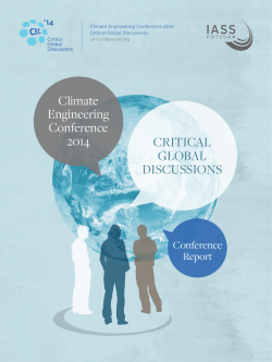 CRITICAL GLOBAL DISCUSSIONS Climate