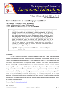 Emotional education as second language acquisition?