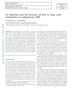 Ca depletion and the presence of dust in large scale nebulosities in