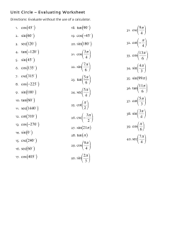 1. cos 45   2. sin 60   3. sec 120   4. tan