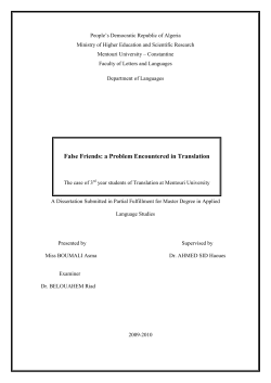 FALSE FRIENDS A PROBLEM ENCOUNTERED IN TRANSLATION