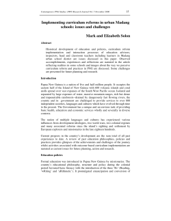 Implementing curriculum reforms in urban Madang