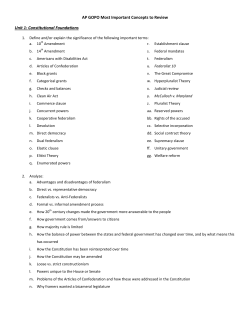 AP GOPO Most Important Concepts to Review Unit 1: Constitutional