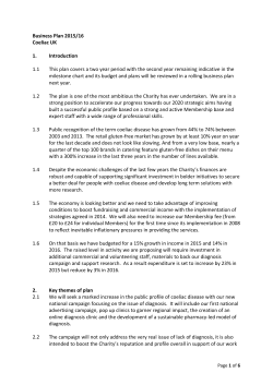 Business Plan 2015/16 Coeliac UK 1. Introduction 1.1 This plan