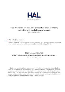 The functions erf and erfc computed with arbitrary - HAL