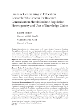 Limits of Generalizing in Education Research: Why