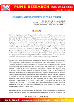 STYLISTIC ANALYSIS OF KEATS` ODE TO NIGHTINGALE