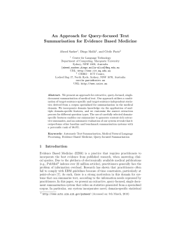 An Approach for Query-focused Text Summarisation for Evidence