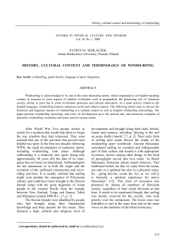 STUDIES IN PHYSICAL CULTURE AND TOURISM Vol. 16, No. 1