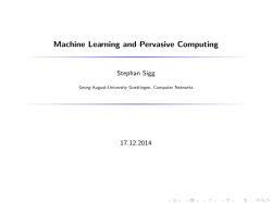 Machine Learning and Pervasive Computing