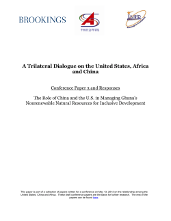 A Trilateral Dialogue on the United States, Africa and China