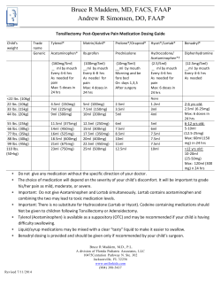 Tonsillectomy Post-Operative Pain Medication