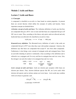 Module 2 Acids and Bases Lecture 3 Acids and Bases