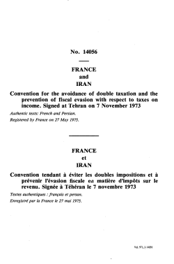 No. 14056 FRANCE and IRAN Convention for the avoidance of