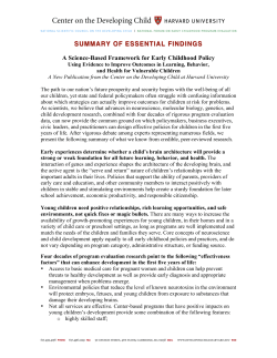 Science-Based Framework for Early Childhood Policy