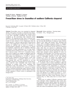 Freeze/thaw stress in Ceanothus of southern California chaparral