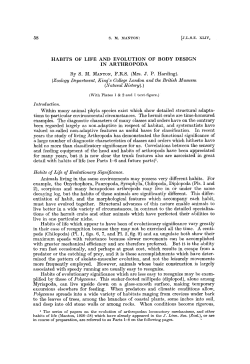 habits of life and evolution of body design in arthropoda