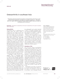 Osteoarthritis in southeast Asia