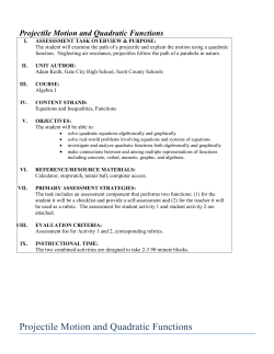Projectile Motion and Quadratic Functions
