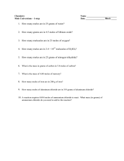 1. How many moles are in 25 grams of water? 2. How many grams
