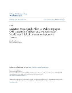Secrets in Switzerland : Allen W. Dulles` impact as OSS station chief