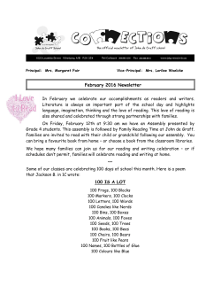 100 IS A LOT February 2016 Newsletter
