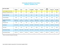 UC Academic Calendar 2016-17