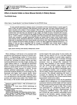 Effect of Alcohol Intake on Bone Mineral Density in Elderly Women