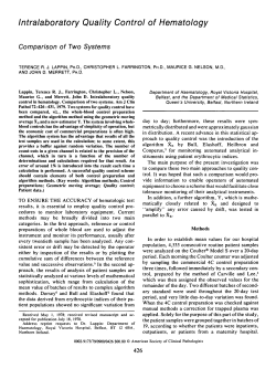Intralaboratory Quality Control of Hematology: Comparison of Two